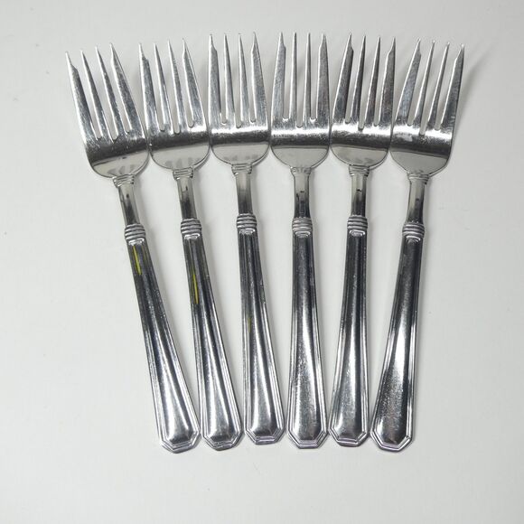 Pfaltzgraff Providence 6 Salad Forks Stainless Flatware Lot Stainless - Picture 1 of 6